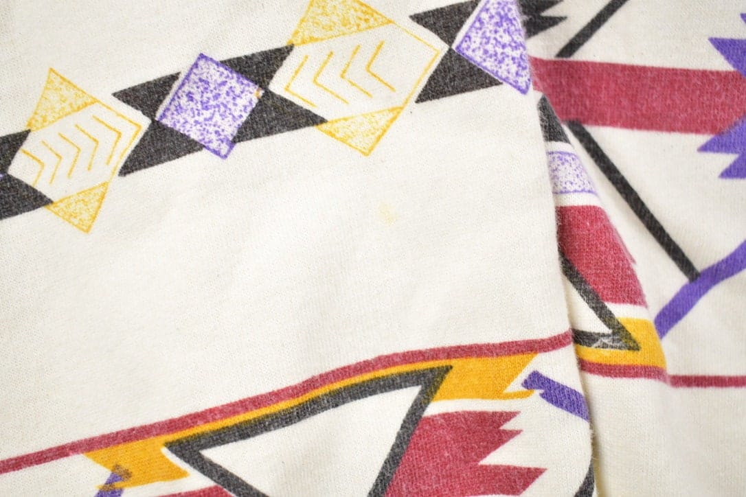 Vintage 1990s Aztec Pattern Quarter Button Up Sweatshirt Men's Large from propervintagecanada