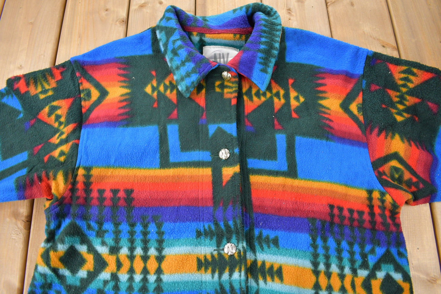 Vintage 1990s Aztec South Western Pattern Button Up Fleece Sweater Men's XL from propervintagecanada