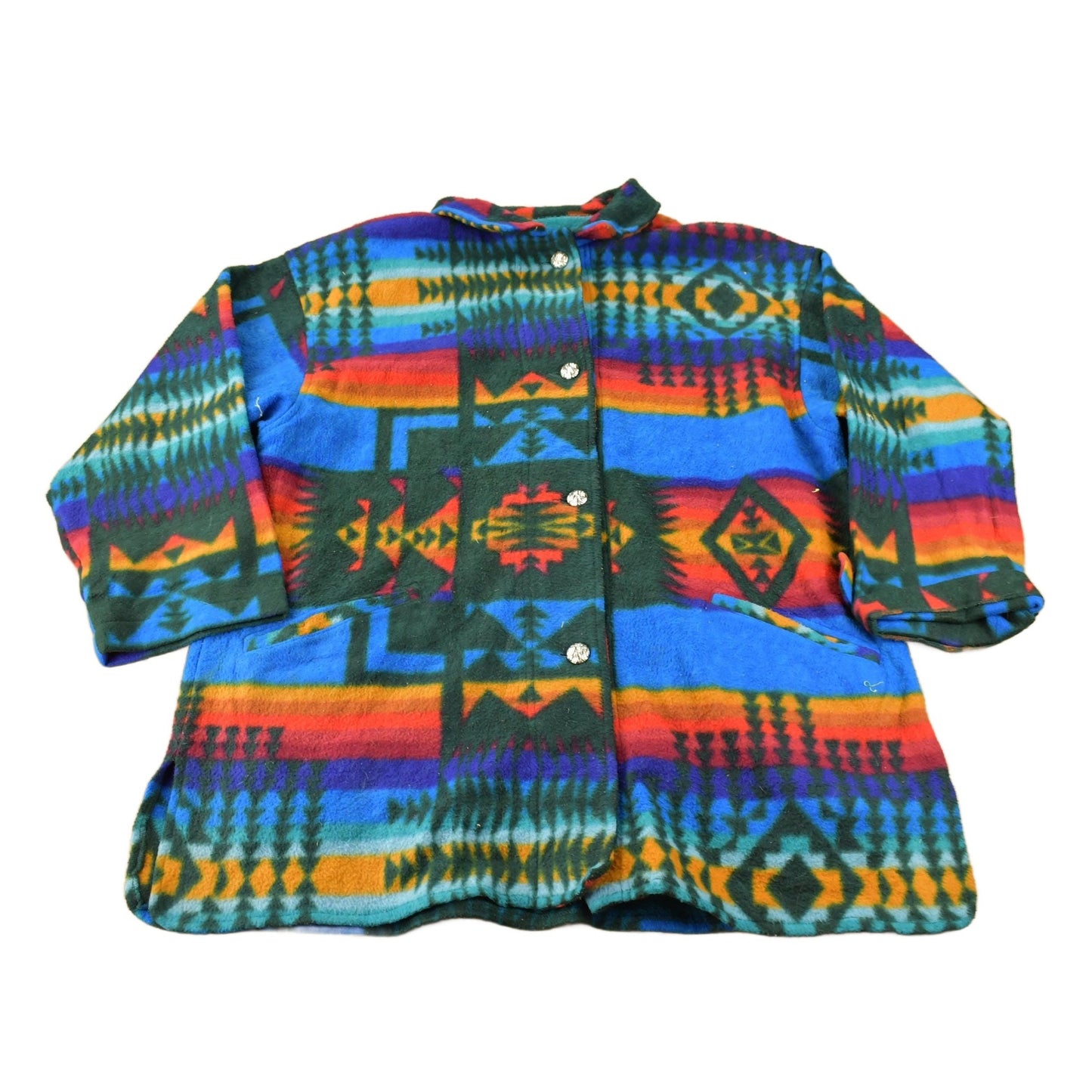 Vintage 1990s Aztec South Western Pattern Button Up Fleece Sweater OSFA from propervintagecanada