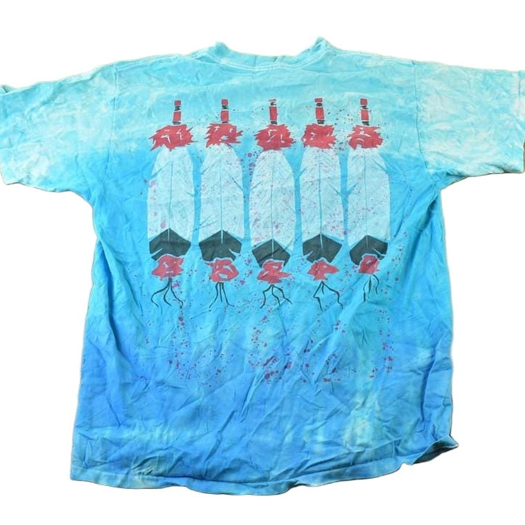 Vintage 1990s Aztec Souvenir Feather Single Stitch Graphic Print T-Shirt Men's Large from propervintagecanada