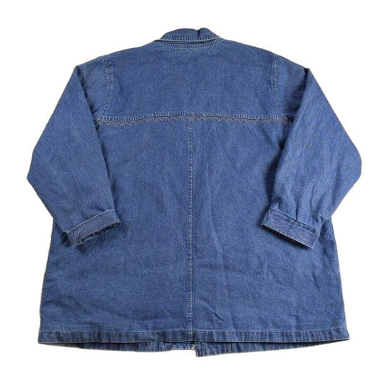 Vintage 1990s Aztec Western Denim Jean Jacket Men's 2XL from propervintagecanada