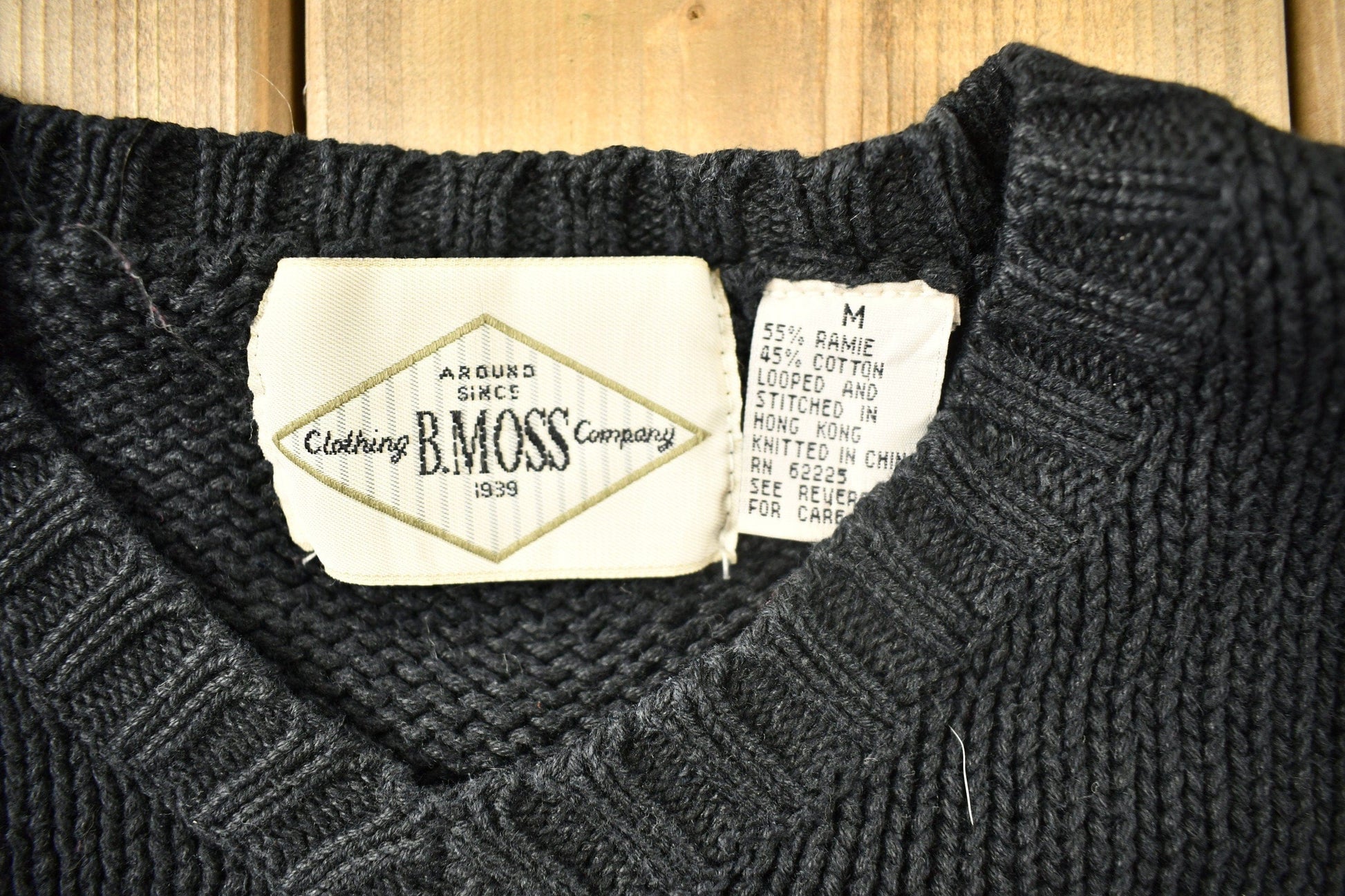 Vintage 1990s B.Moss Clothing Company Knitted V-Neck Sweater Men's Medium from propervintagecanada