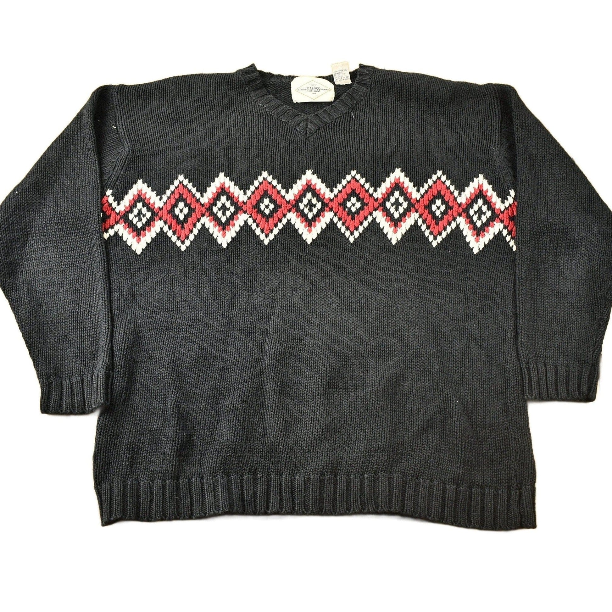 Vintage 1990s B.Moss Clothing Company Knitted V-Neck Sweater Men's Medium from propervintagecanada