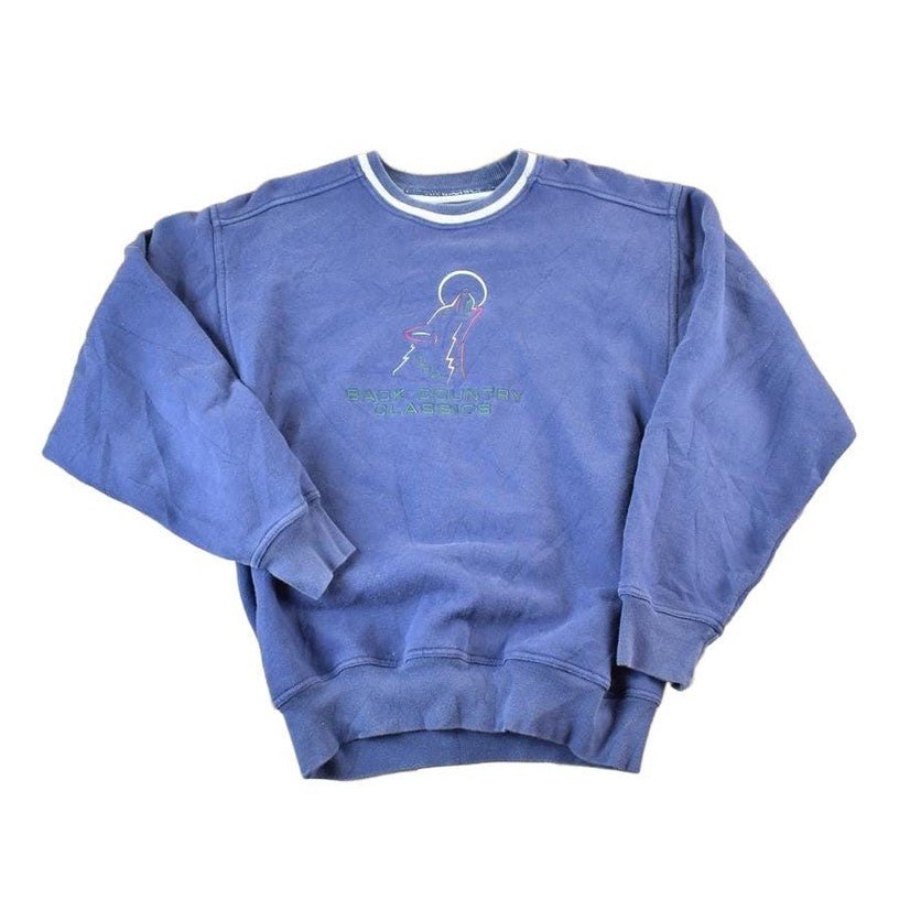 Vintage 1990s Back Country Classics Embroidered Wolf Crewneck Sweatshirt Mens M from propervintagecanada