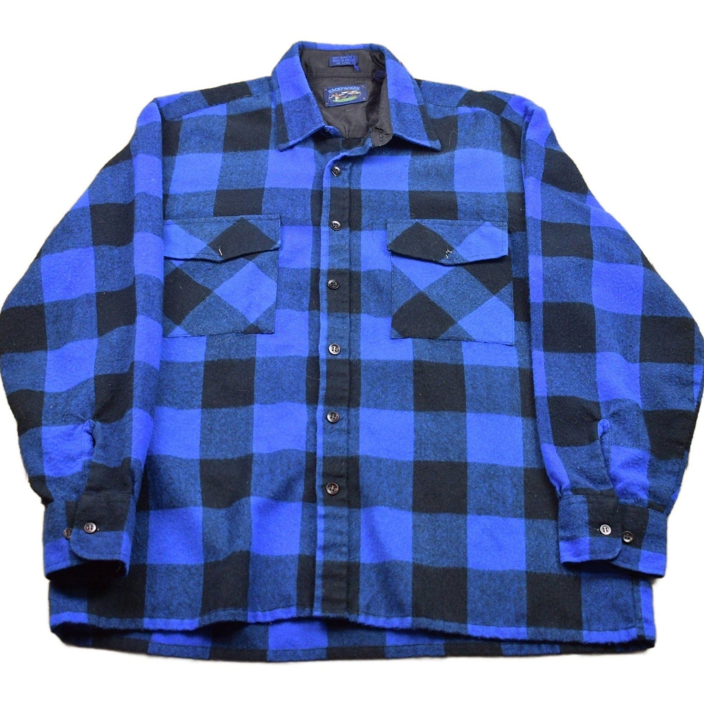 Vintage 1990s Back Packer Lined Plaid Button Up Shirt Men's XL from propervintagecanada