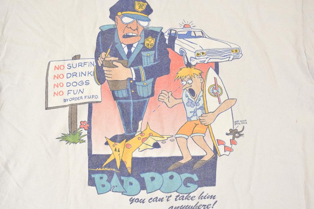 Vintage 1990s Bad Dog Surfing Souvenir Ocean T-Shirt Men's L / Destination Shirt / 90s Single Stitch Graphic Tee / Made in USA from propervintagecanada