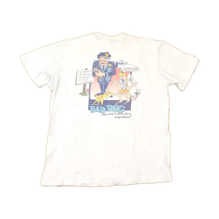 Vintage 1990s Bad Dog Surfing Souvenir Ocean T-Shirt Men's L / Destination Shirt / 90s Single Stitch Graphic Tee / Made in USA from propervintagecanada