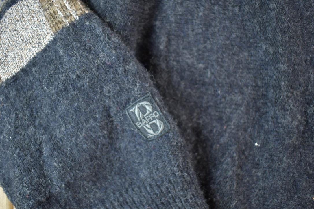Vintage 1990s Baffo Wool Knit Abstract Pattern Crewneck Sweater Men's 2XL from propervintagecanada