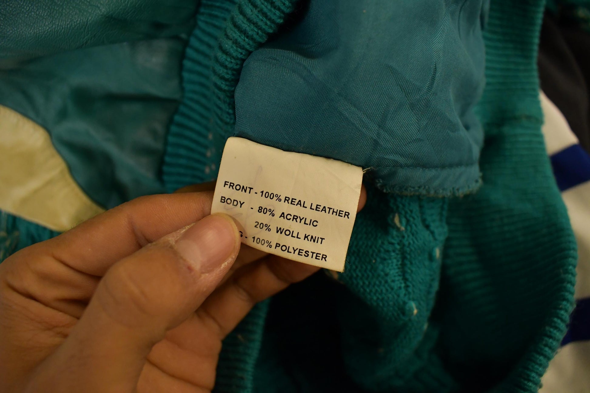 Vintage 1990s Bagazio Leather Knit Crewneck Sweater Men's XL / 90s Crewneck / Knit Sweater / Heavy Weight from propervintagecanada