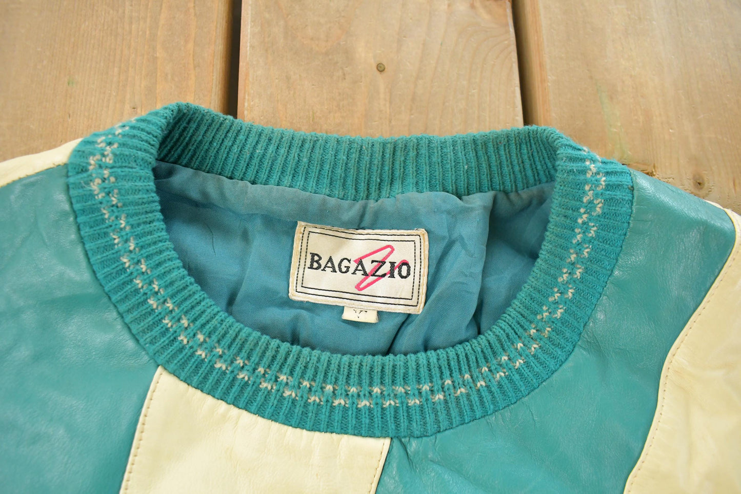 Vintage 1990s Bagazio Leather Knit Crewneck Sweater Men's XL / 90s Crewneck / Knit Sweater / Heavy Weight from propervintagecanada