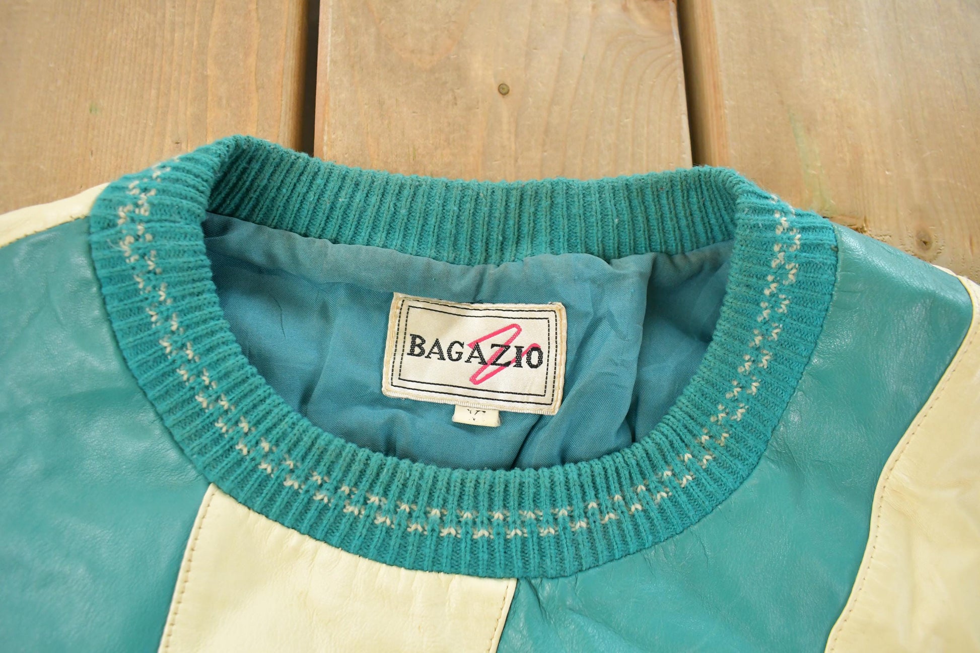 Vintage 1990s Bagazio Leather Knit Crewneck Sweater Men's XL / 90s Crewneck / Knit Sweater / Heavy Weight from propervintagecanada