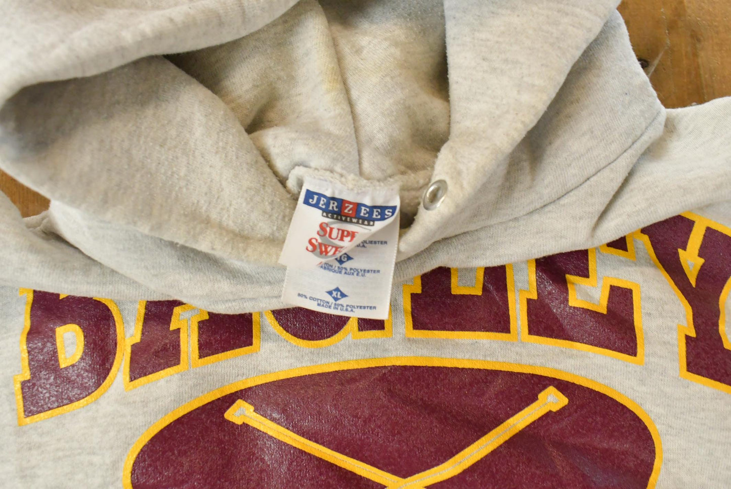 Vintage 1990s Bagley Hockey Hoodie Sweatshirt Men's XL from propervintagecanada