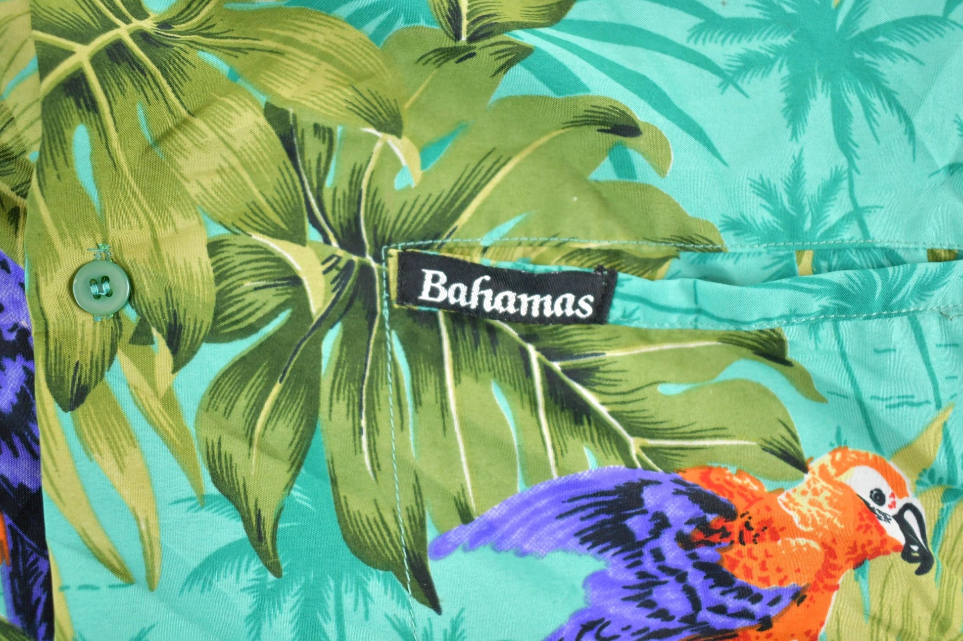 Vintage 1990s Bahamas AOP Button Up Shirt Mens XL from propervintagecanada