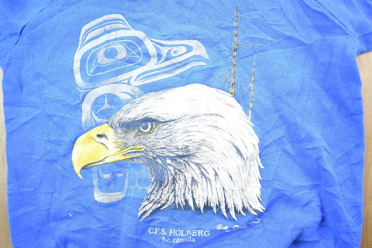 Vintage 1990s Bald Eagle Nature C.F.S Holberg B.C Canada CrewneckMen's Medium from propervintagecanada