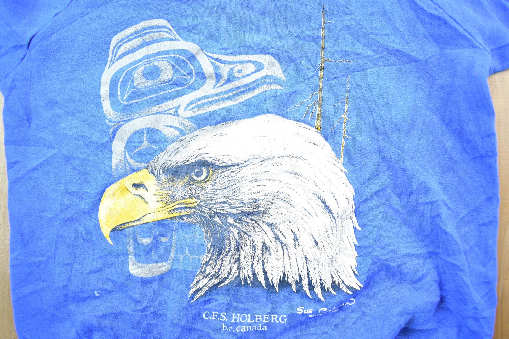 Vintage 1990s Bald Eagle Nature C.F.S Holberg B.C Canada CrewneckMen's Medium from propervintagecanada