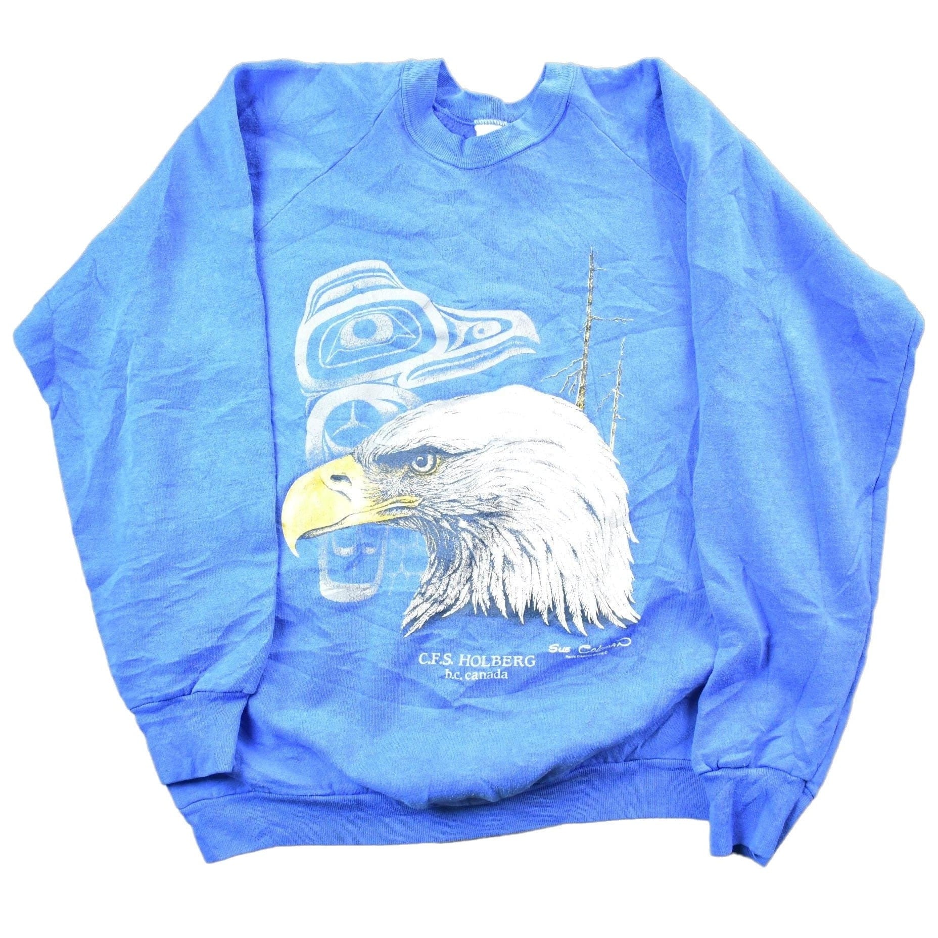 Vintage 1990s Bald Eagle Nature C.F.S Holberg B.C Canada CrewneckMen's Medium from propervintagecanada