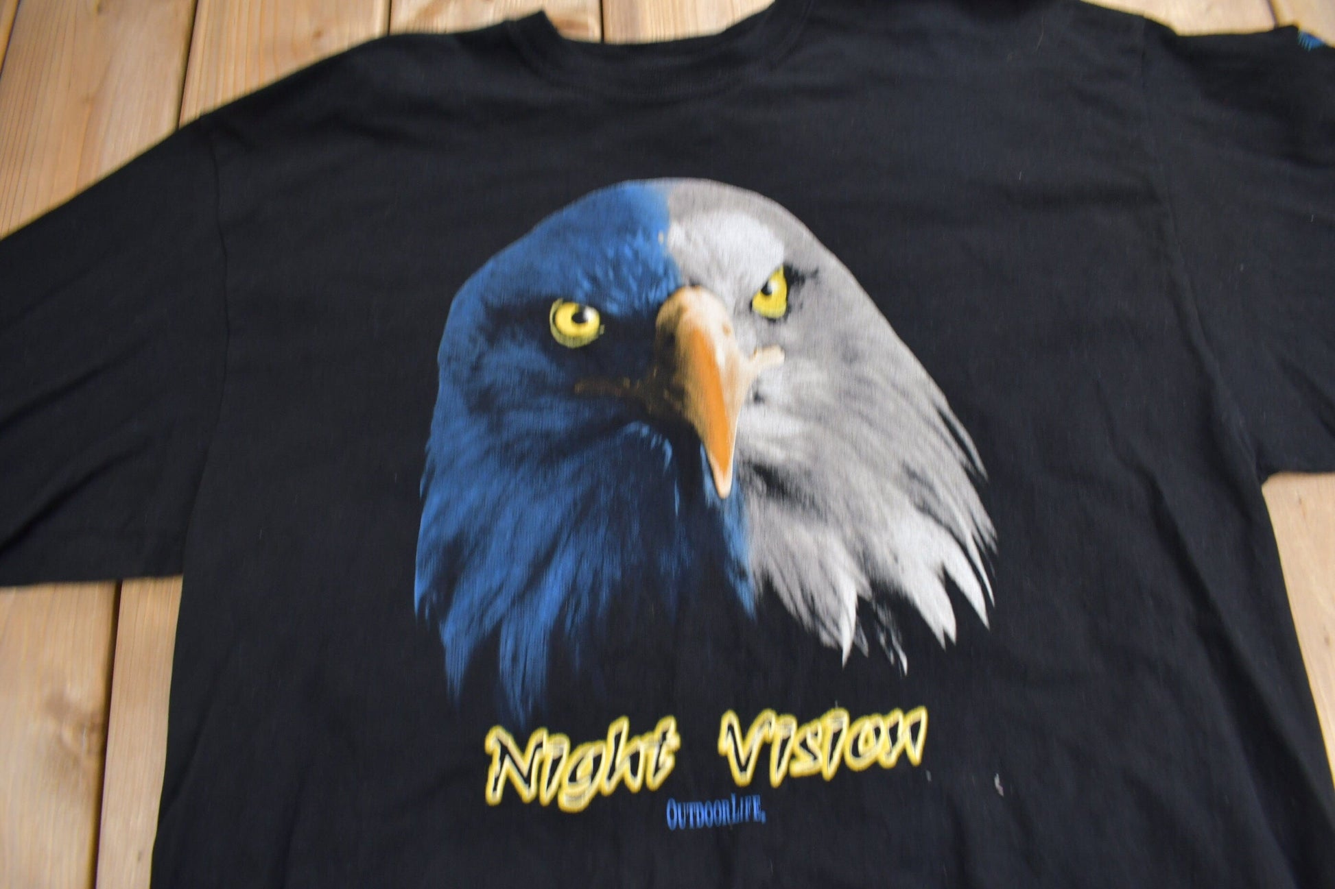 Vintage 1990s Bald Eagle Night Vision Outdoor Life Long Sleeve Graphic T-Shirt Men's XL from propervintagecanada