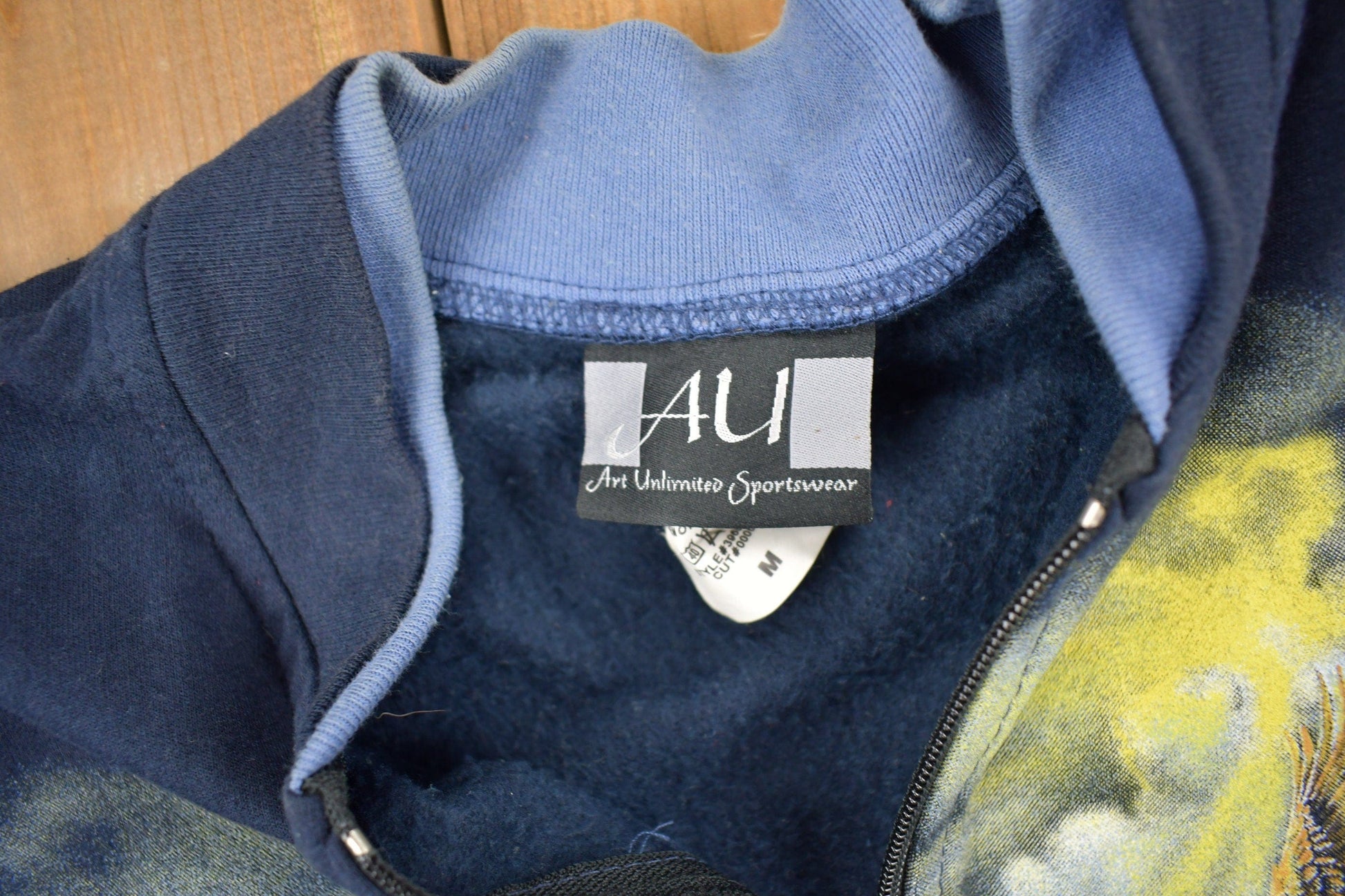 Vintage 1990s Bald Eagle Theme All Over Print Zip Up Sweater Men's Medium from propervintagecanada