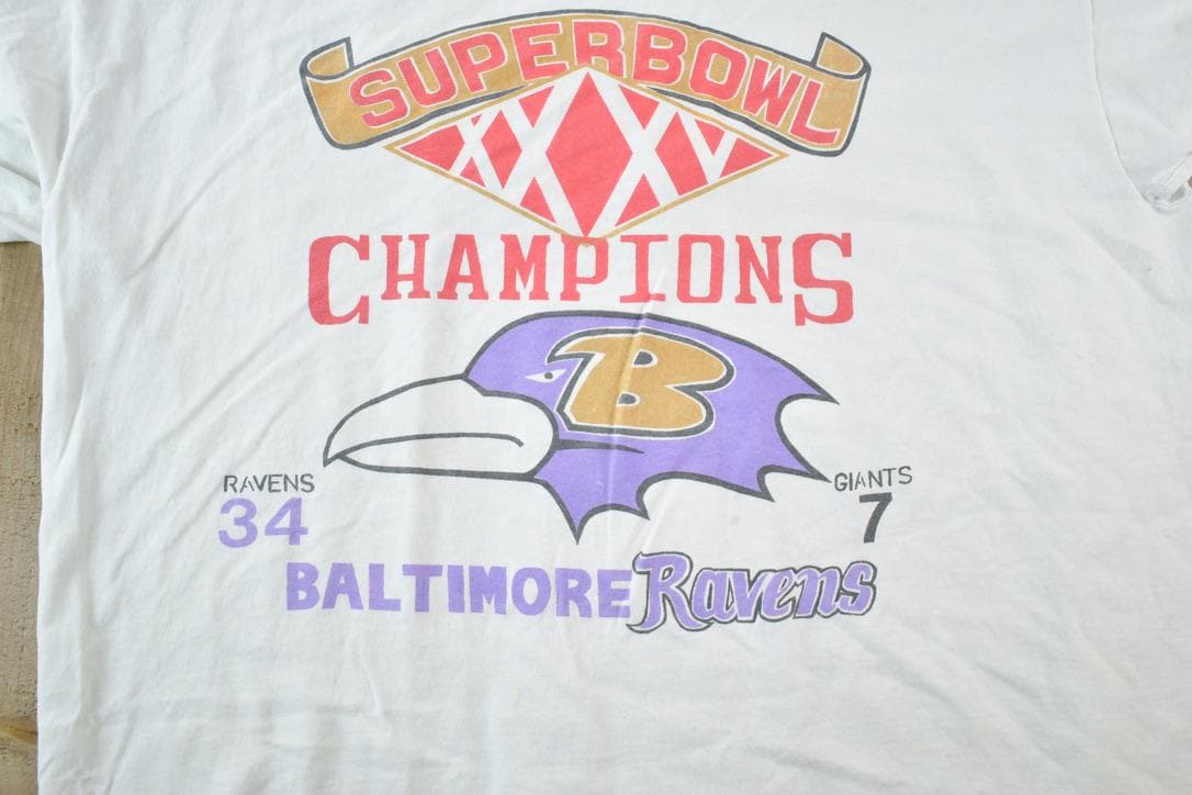 Vintage 1990s Baltimore Ravens Super Bowl NFL Graphic T-Shirt Men's 2XL