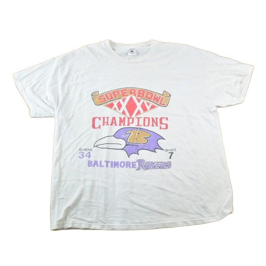 Vintage 1990s Baltimore Ravens Super Bowl NFL Graphic T-Shirt Men's 2XL