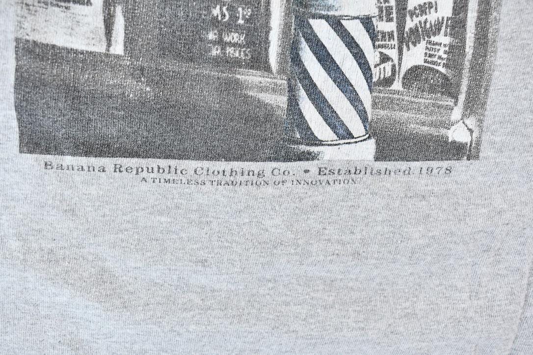 Vintage 1990s Banana Republic Clothing Co. Single Stitch Graphic Barber Shop T-Shirt Men's M from propervintagecanada
