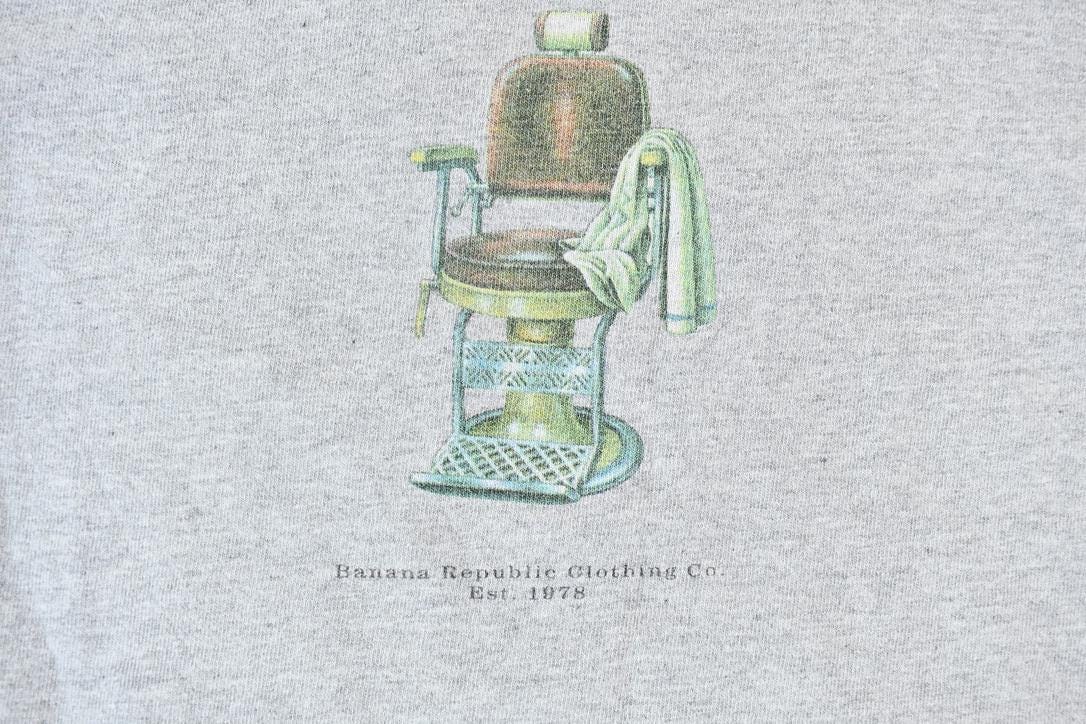 Vintage 1990s Banana Republic Clothing Co. Single Stitch Graphic Barber Shop T-Shirt Men's M from propervintagecanada