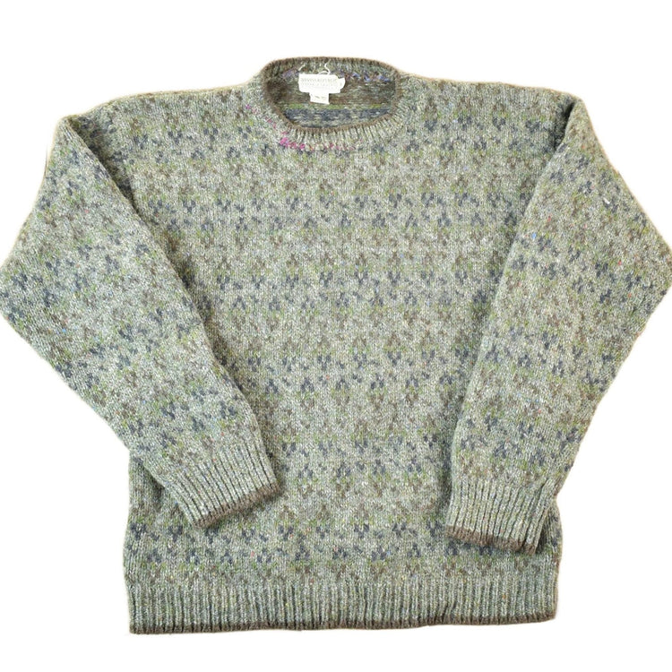 Vintage 1990s Banana Republic Safari And Travel Pure Wool Knit Abstract Pattern Crewneck Sweater Mens Medium from propervintagecanada