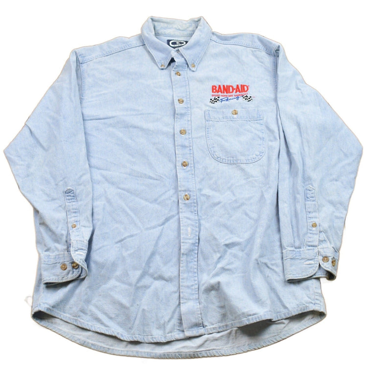 Vintage 1990s Band Aid Brand Denim Button Up Shirt Men's XL from propervintagecanada