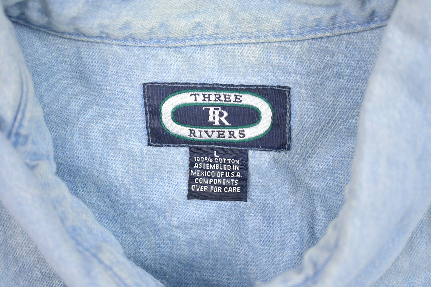Vintage 1990s Band Aid Brand Denim Button Up Shirt Men's XL from propervintagecanada