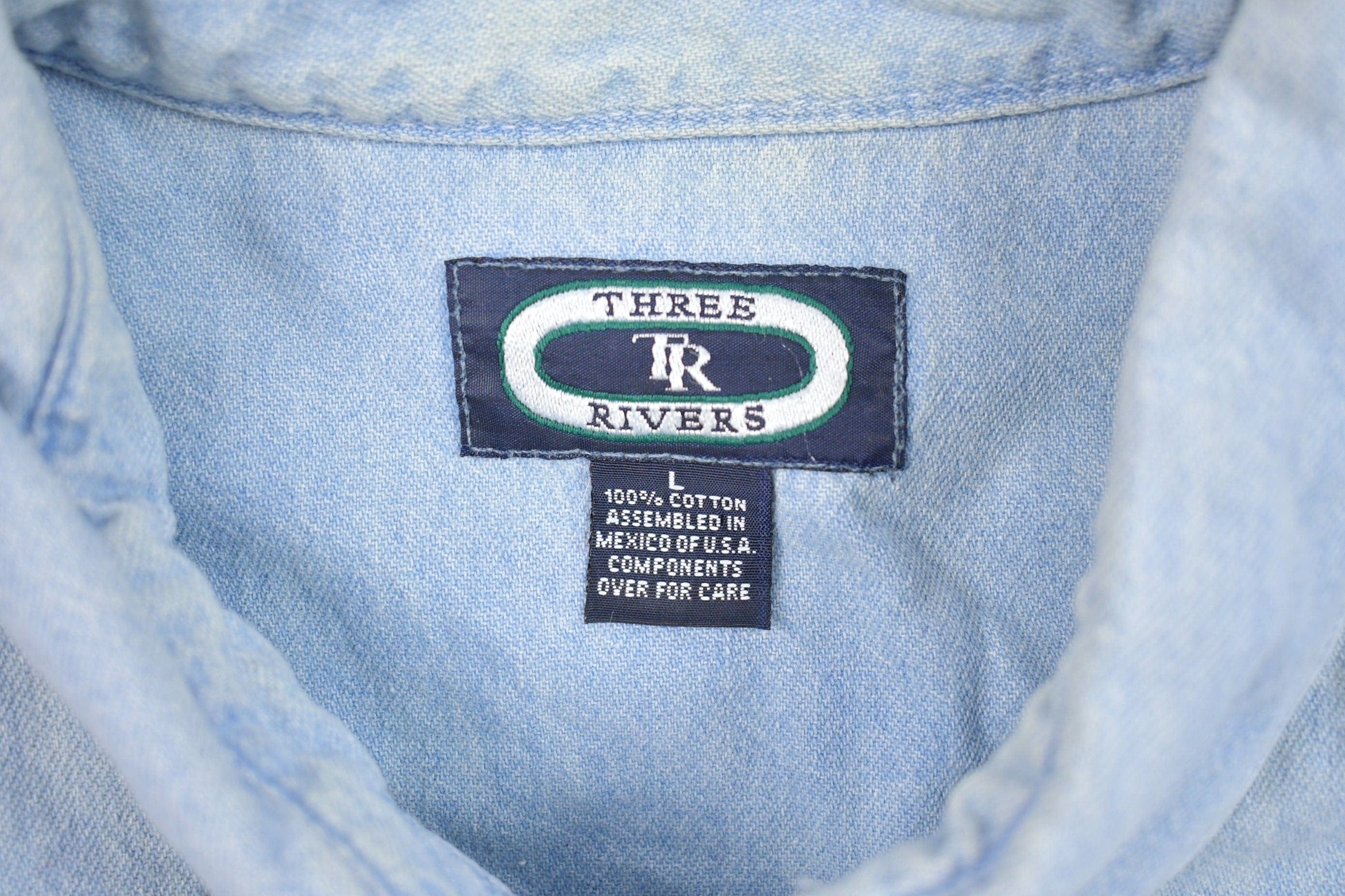 Vintage 1990s Band Aid Brand Denim Button Up Shirt Men's XL from propervintagecanada