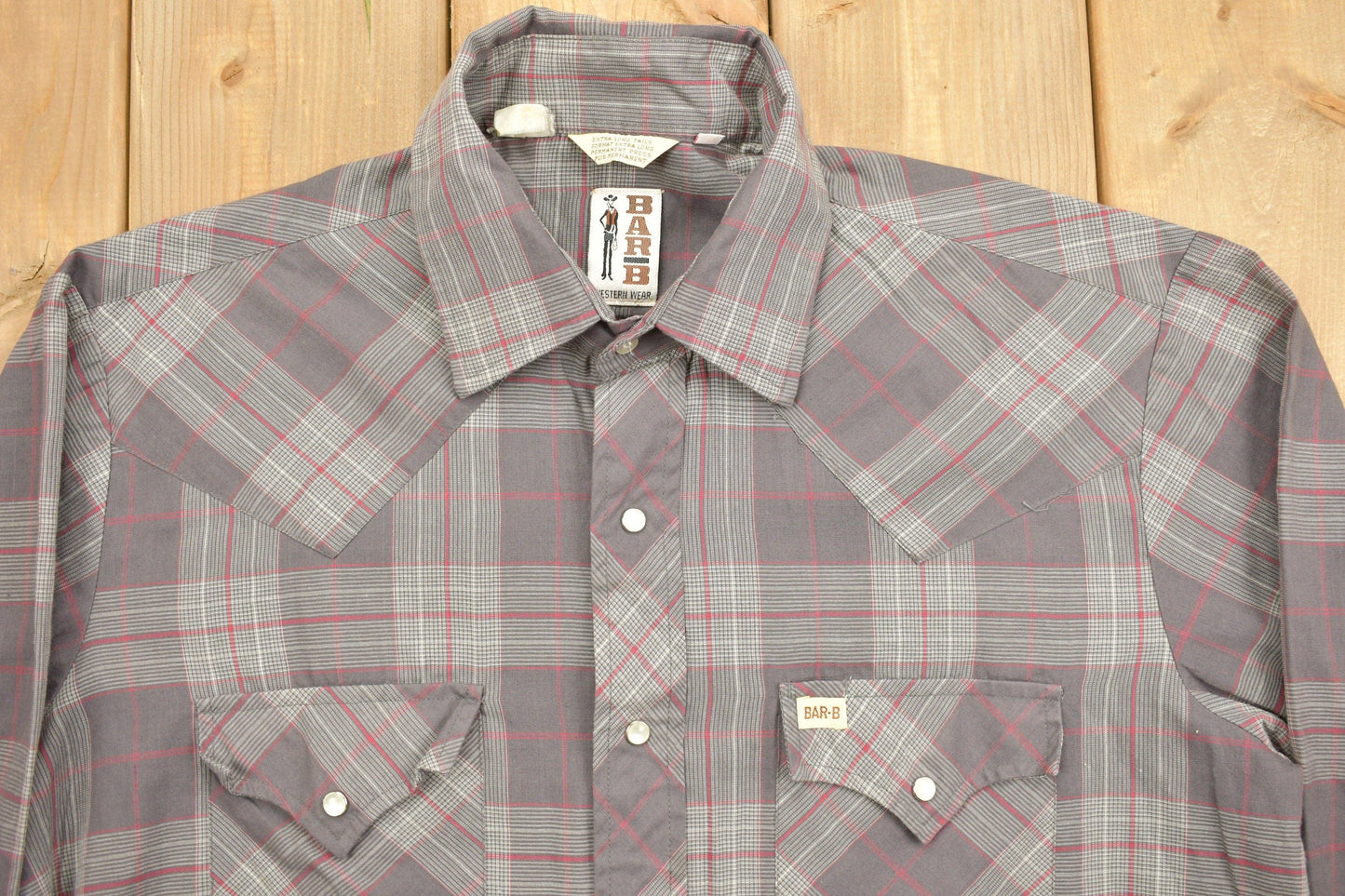Vintage 1990s Bar B Western Wear Plaid Flannel Button Up Shirt Men's Large from propervintagecanada