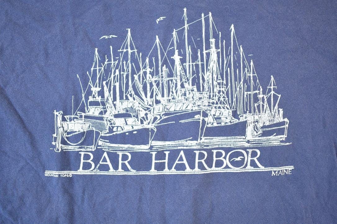 Vintage 1990s Bar Harbor Souvenir Single Stitch Graphic Print T-Shirt Men's XL from propervintagecanada