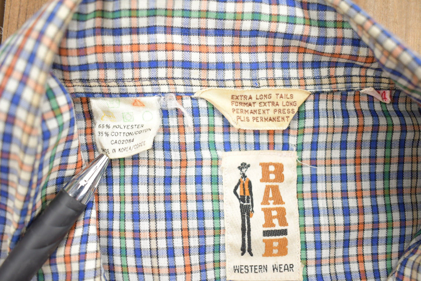 Vintage 1990s Barb B Check Pattern Western Button Up Shirt Men's Medium from propervintagecanada