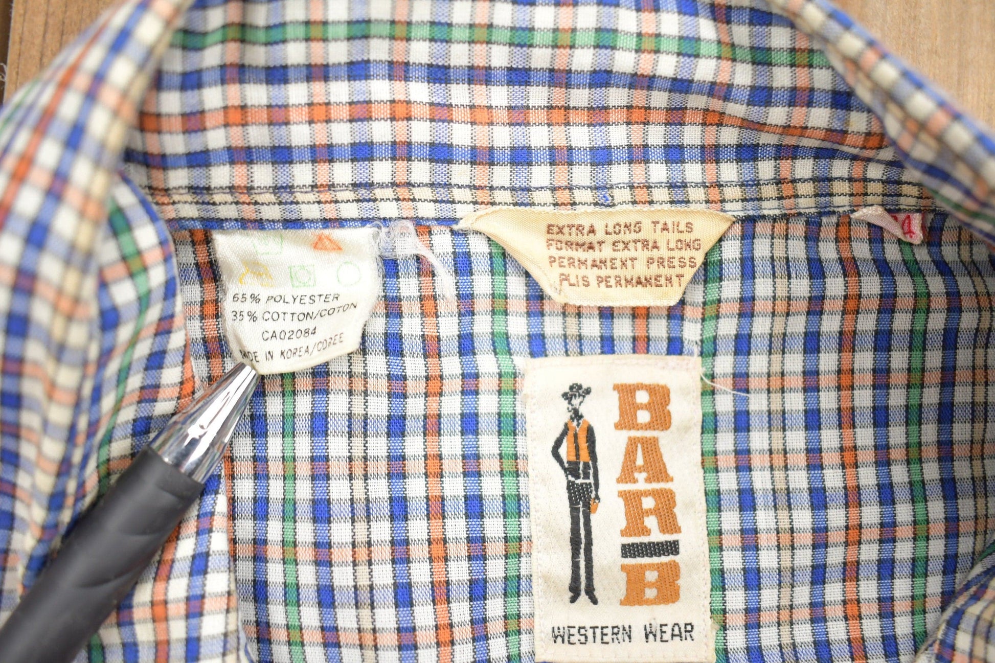 Vintage 1990s Barb B Check Pattern Western Button Up Shirt Men's Medium from propervintagecanada