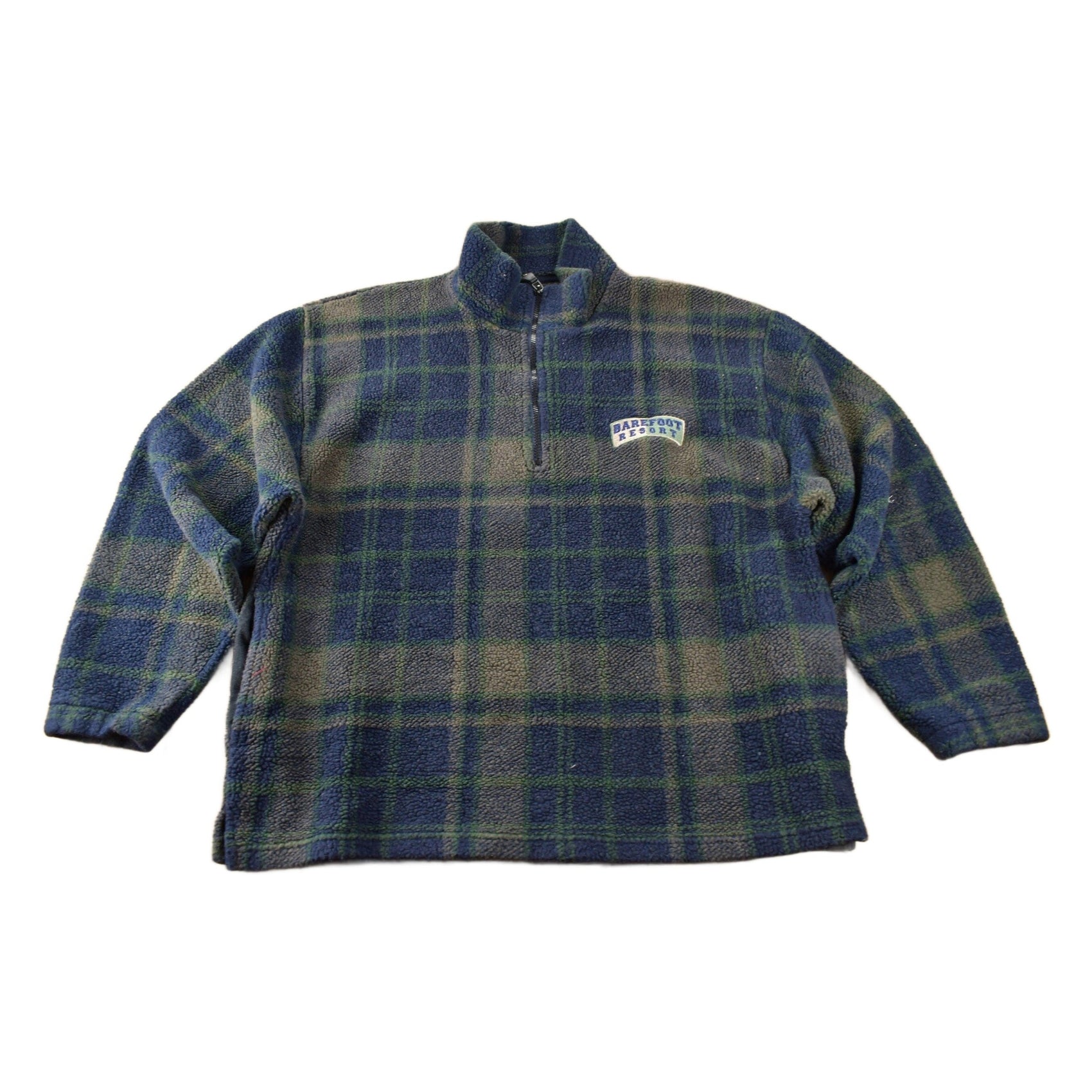 Vintage 1990s Barefoot Resort Plaid Fleece Sweater Size XL from propervintagecanada