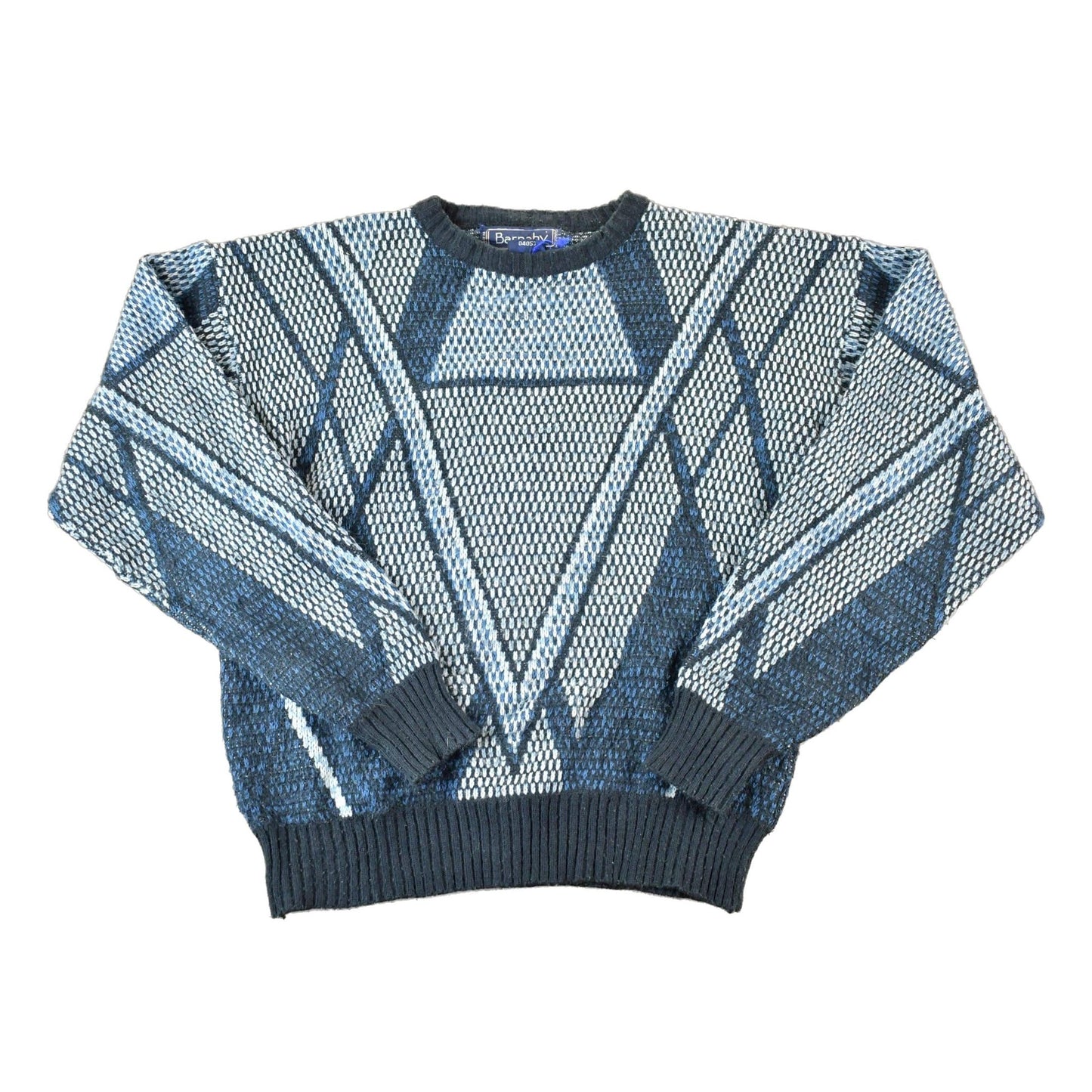 Vintage 1990s Barnaby Knit Abstract Pattern Crewneck Sweater Men's Large from propervintagecanada