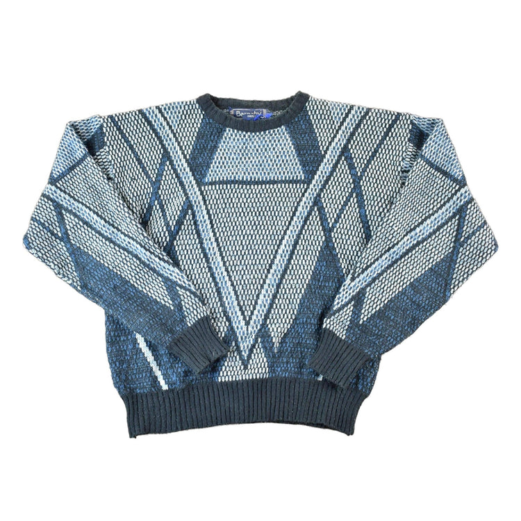 Vintage 1990s Barnaby Knit Abstract Pattern Crewneck Sweater Men's Large from propervintagecanada