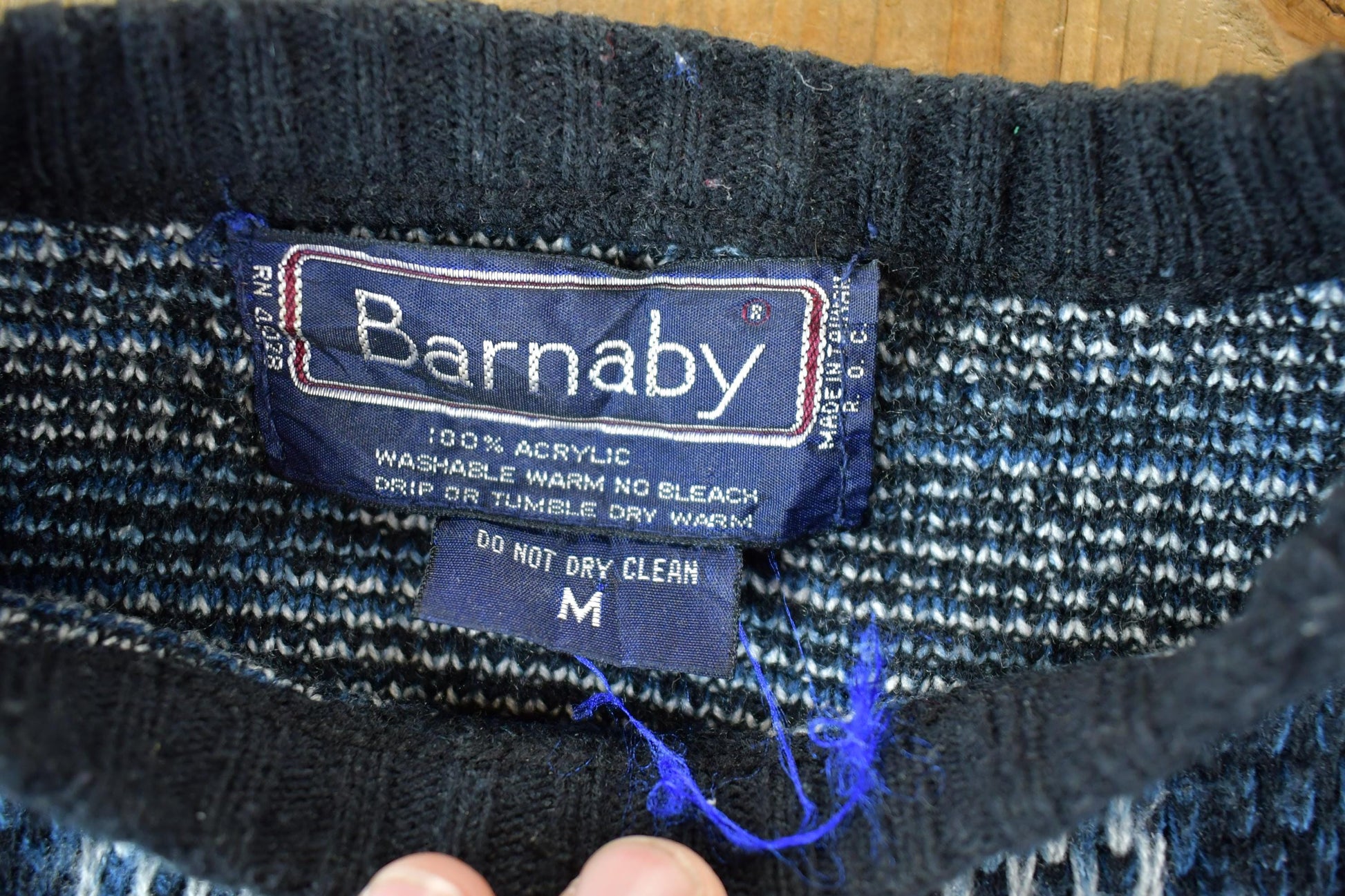 Vintage 1990s Barnaby Knit Abstract Pattern Crewneck Sweater Men's Large from propervintagecanada