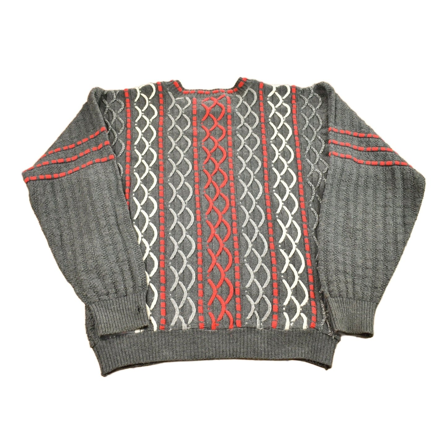 Vintage 1990s Barrel Made In USA Knitted Cable Knit SweaterMen's Medium from propervintagecanada