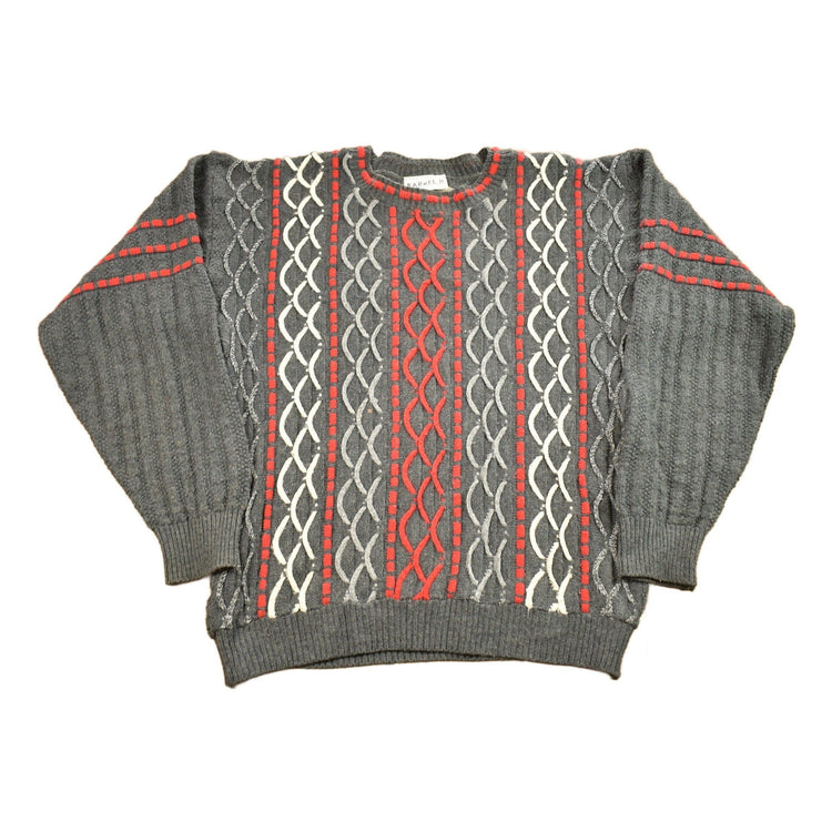 Vintage 1990s Barrel Made In USA Knitted Cable Knit SweaterMen's Medium from propervintagecanada