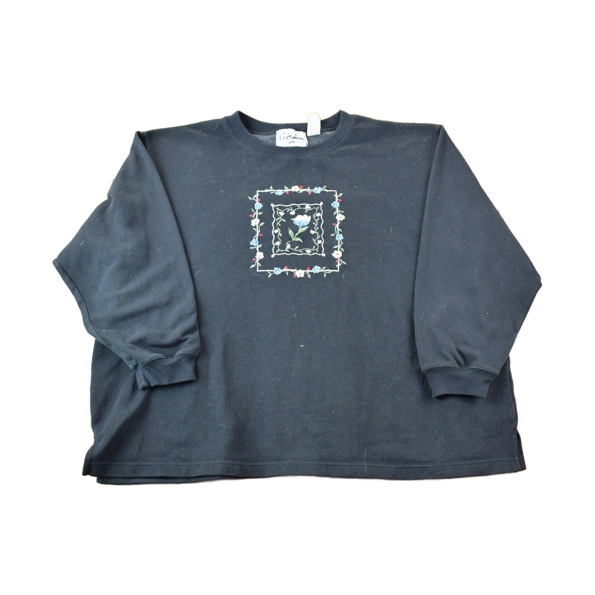 Vintage 1990s Basic Editions Floral Knit Crewneck Men's 2XL from propervintagecanada