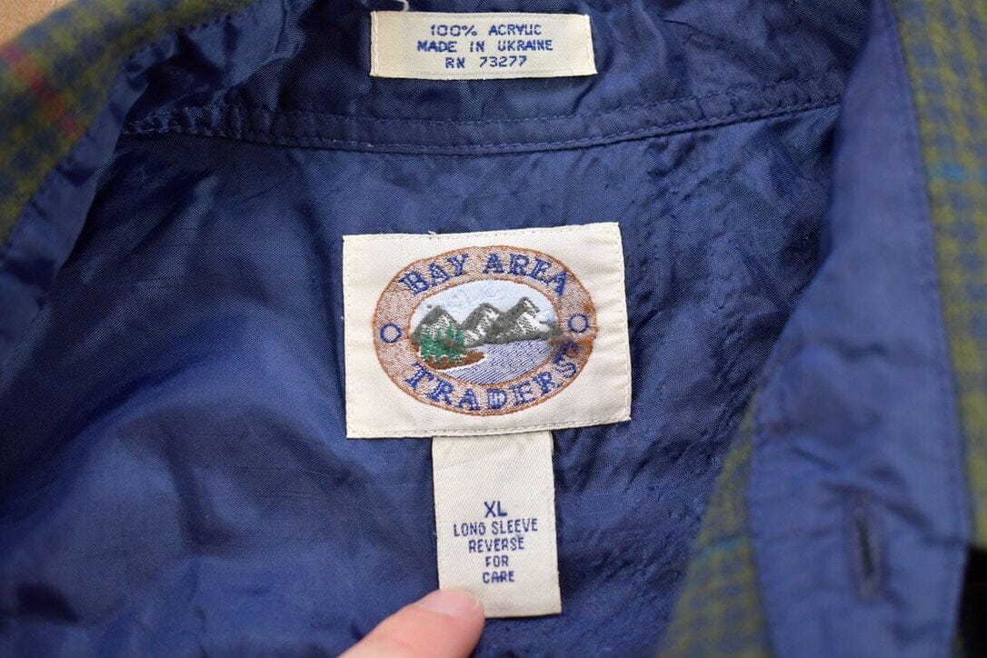 Vintage 1990s Bay Area Traders Plaid Flannel Button Up Shirt Men's XL from propervintagecanada