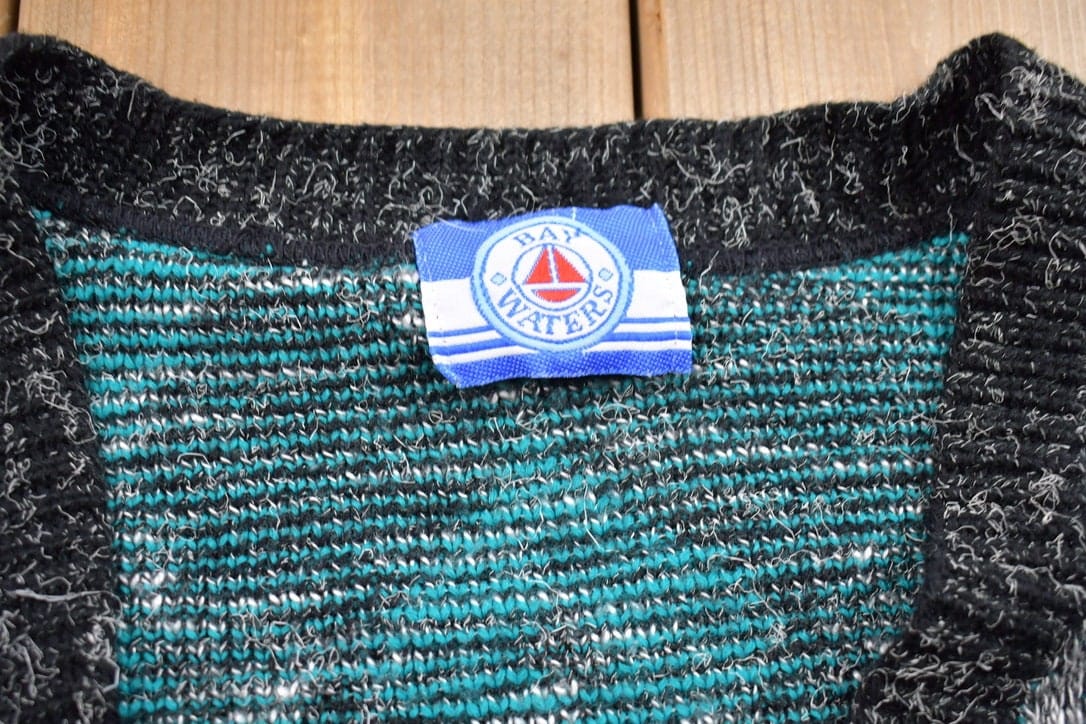 Vintage 1990s Bay Waters Knitted Cardigan Sweater Men's Small from propervintagecanada