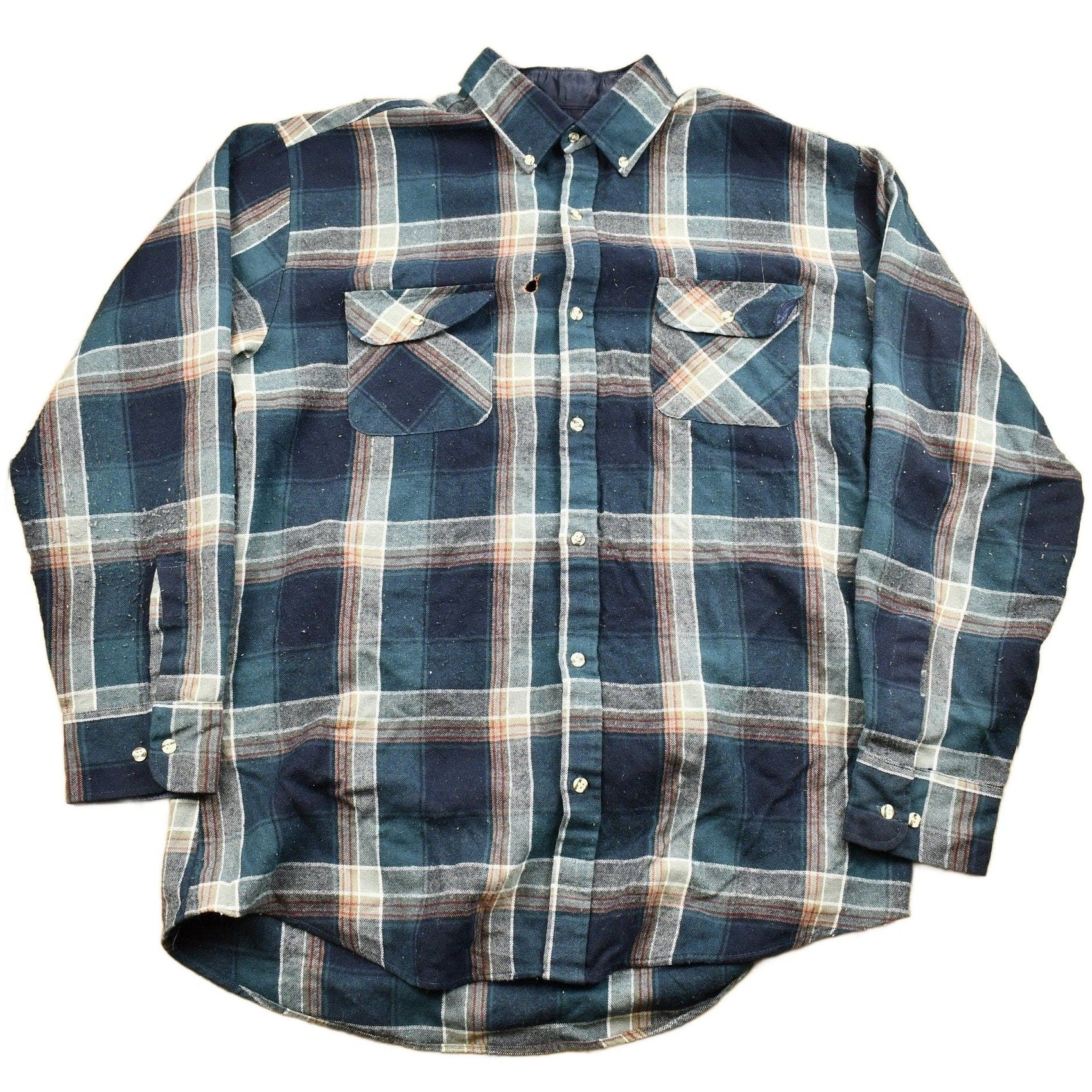 Vintage 1990s Bay Waters Plaid Button Up Shirt Men's 2XL from propervintagecanada