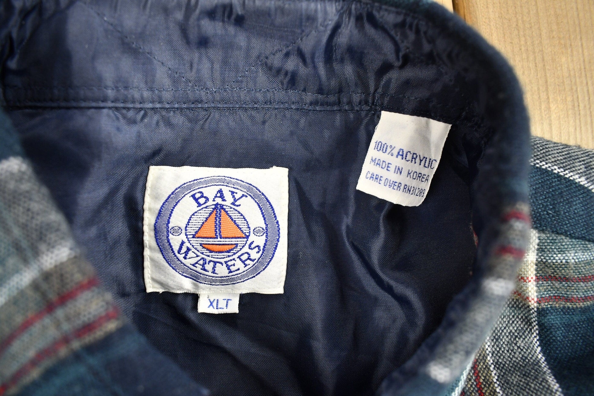 Vintage 1990s Bay Waters Plaid Button Up Shirt Men's 2XL from propervintagecanada