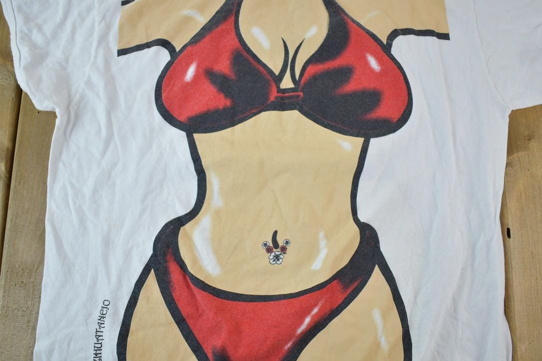 Vintage 1990s Beach Babe Souvenir Single Stitch Graphic Print T-Shirt Men's XL from propervintagecanada