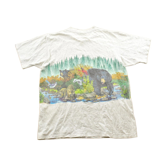Vintage 1990s Bear And Bluejay Theme Habitat Graphic T-Shirt Men's L from propervintagecanada