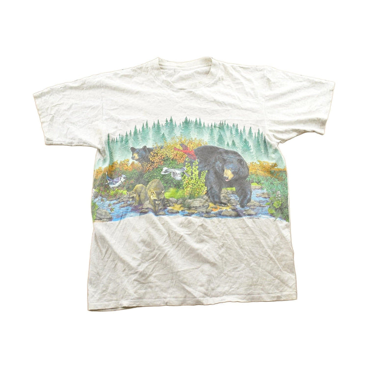 Vintage 1990s Bear And Bluejay Theme Habitat Graphic T-Shirt Men's L from propervintagecanada
