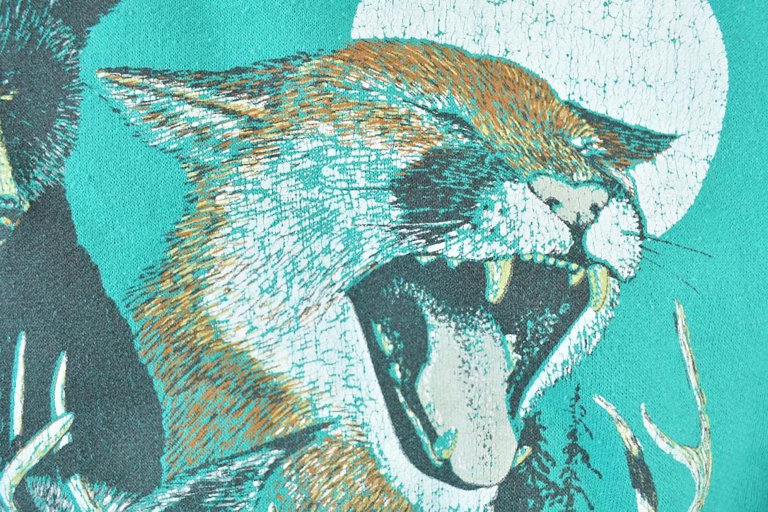 Vintage 1990s Bear Bobcat Outdoorsman Crewneck Sweatshirt Men's Large from propervintagecanada