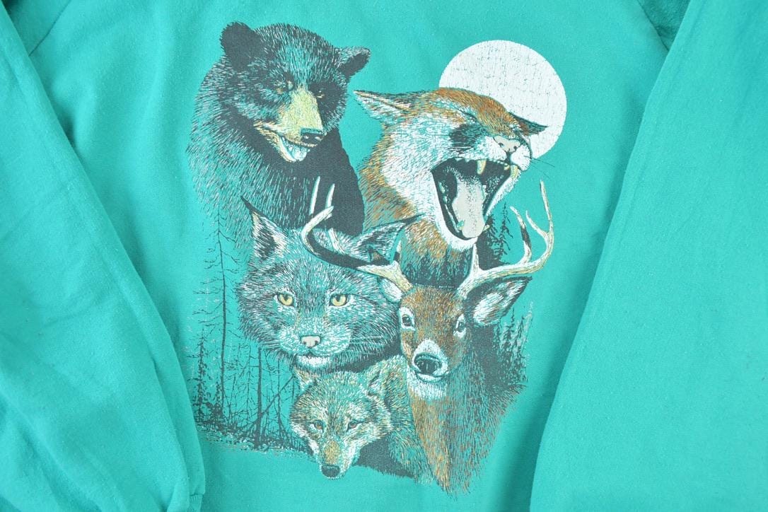 Vintage 1990s Bear Bobcat Outdoorsman Crewneck Sweatshirt Men's Large from propervintagecanada